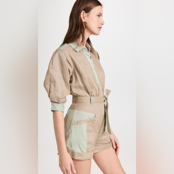 JONATHAN SIMKHAI Aliza Textured Belted Utility Romper Size 6 - Picture 13 of 14